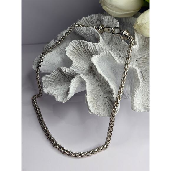 Unknown Factory Jewelry - Vintage 925 Sterling Silver Chain Necklace Length 18 in